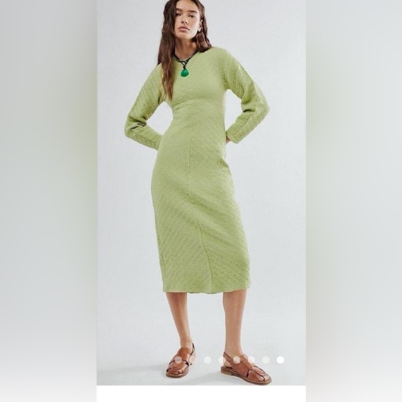 NWOT Free People MIDI Green Sweater Dress - Picture 6 of 11